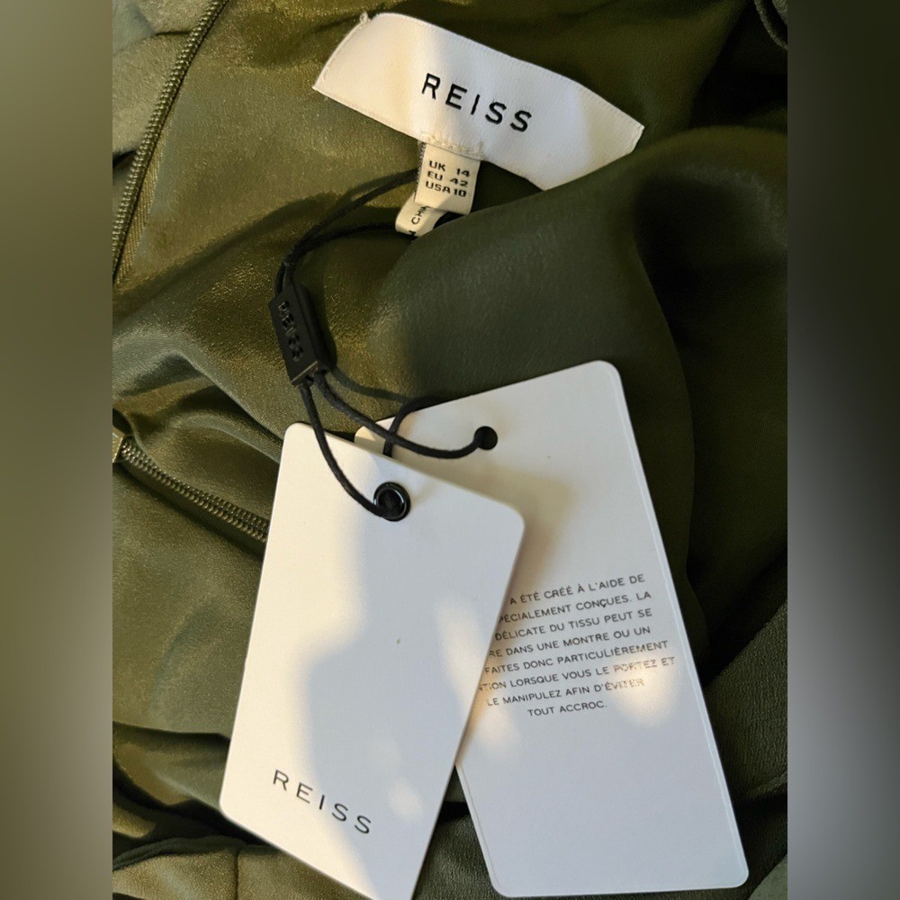 NWT Reiss Cora Shift Dress in Khaki, Size 10