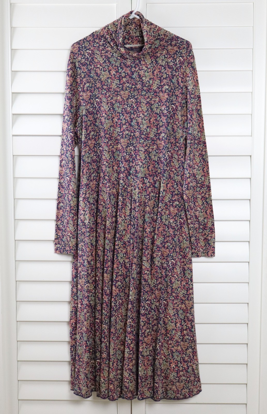PERUVIAN CONNECTION NEW $218 Floral Soft Stretch Turtleneck Midi Dress Size XL