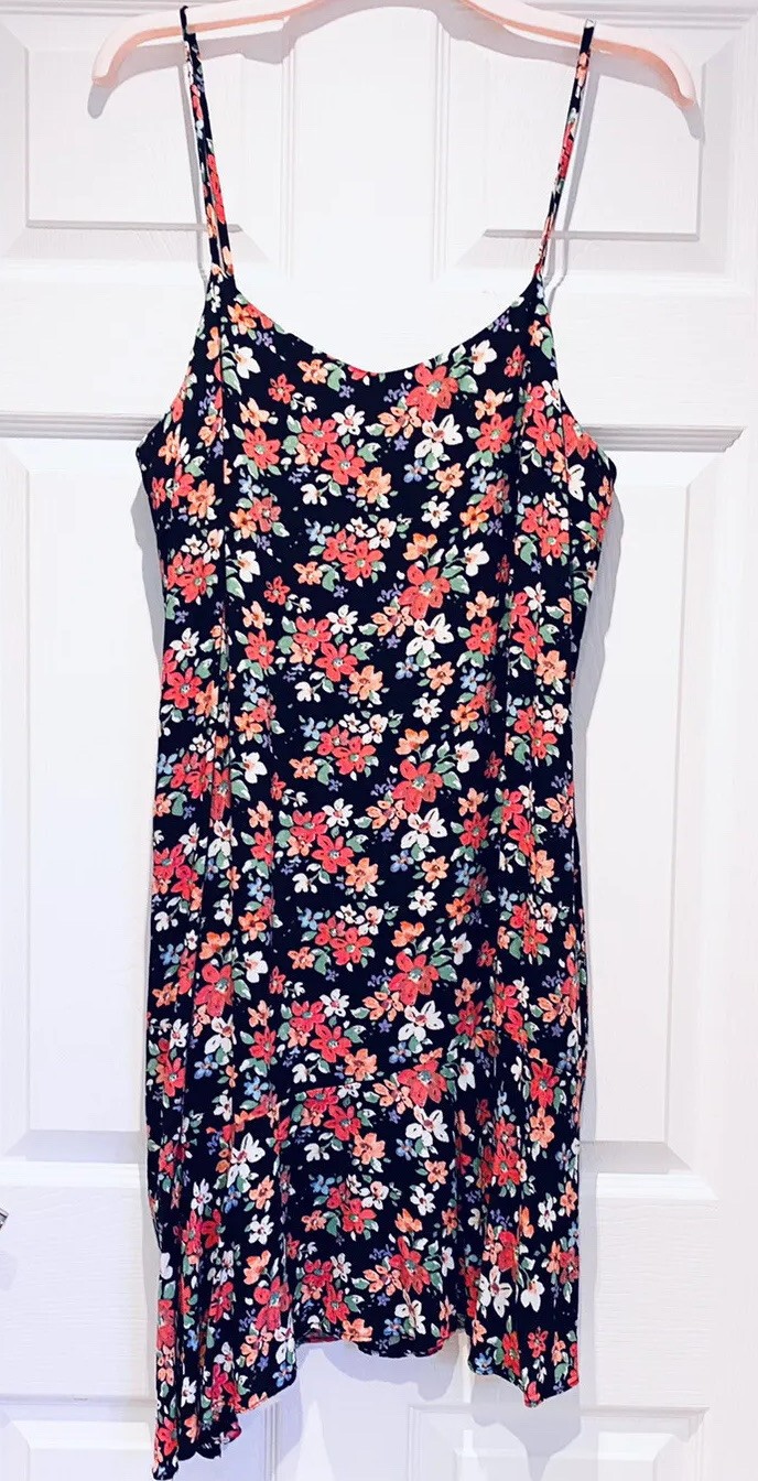 Floral Black Dress UK 16 BNWT Strappy Fully Lined Flowers Print Dress
