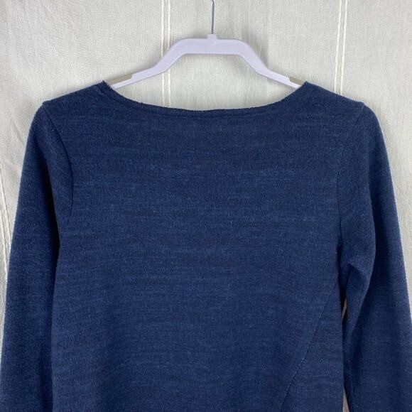 Moth Anthropologie Soft Knit Navy Blue Long Sleeve Midi Wrap Sweater Dress Sz S