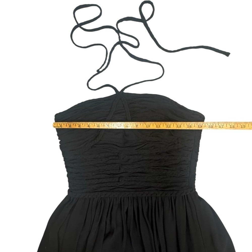 Dress the Population Aura Black Halter Midi Dress Size M Ruched Chifon