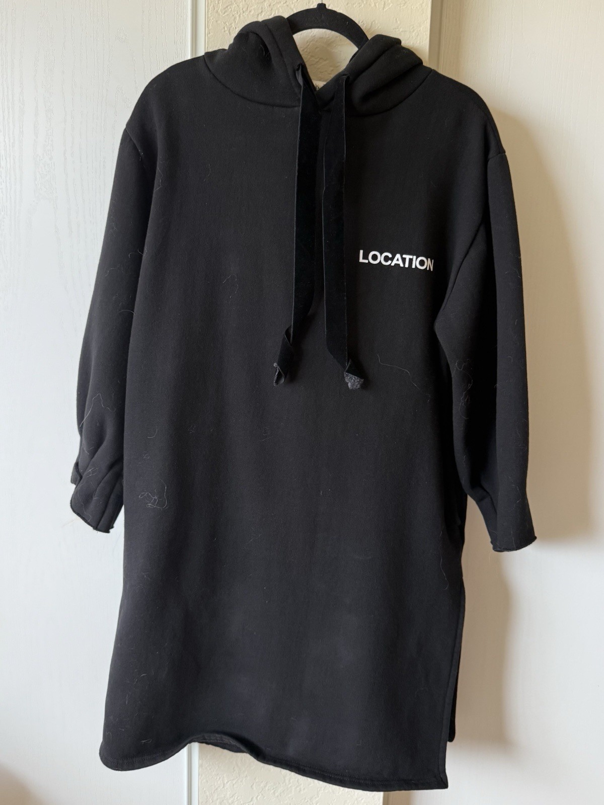 Pick Me Korea Black Hoodie Dress Size M Graphic Back Pocketa Pullover