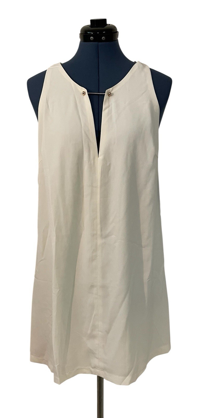 NWT Lulus Ivory Keyhole Gold Bar Accent Sleeveless Mini Shift Dress Cocktail M