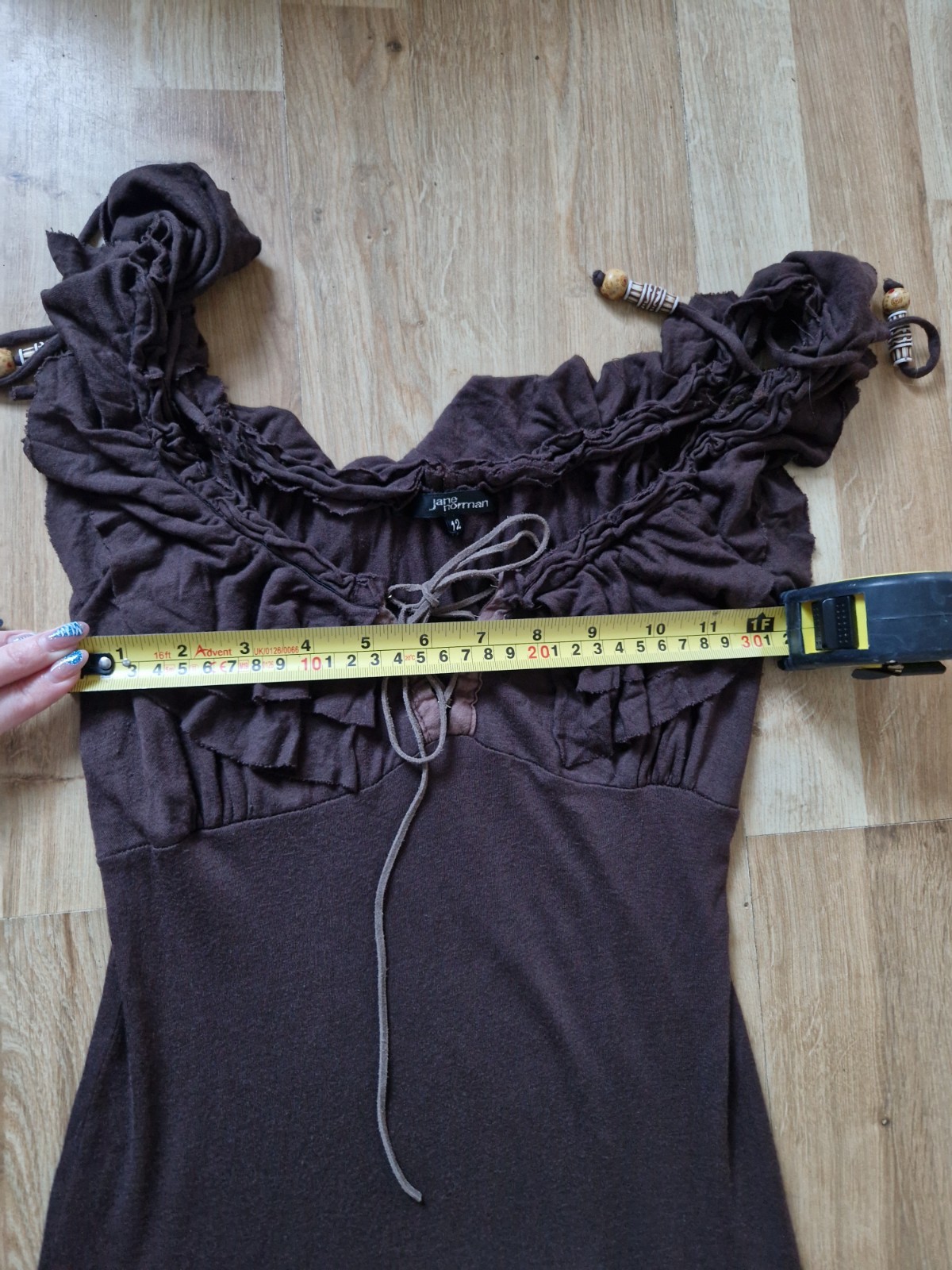 🤎 Rare Stunning Jane Norman Brown Milkmaid Fairy Boho Dress 10/12 🤎