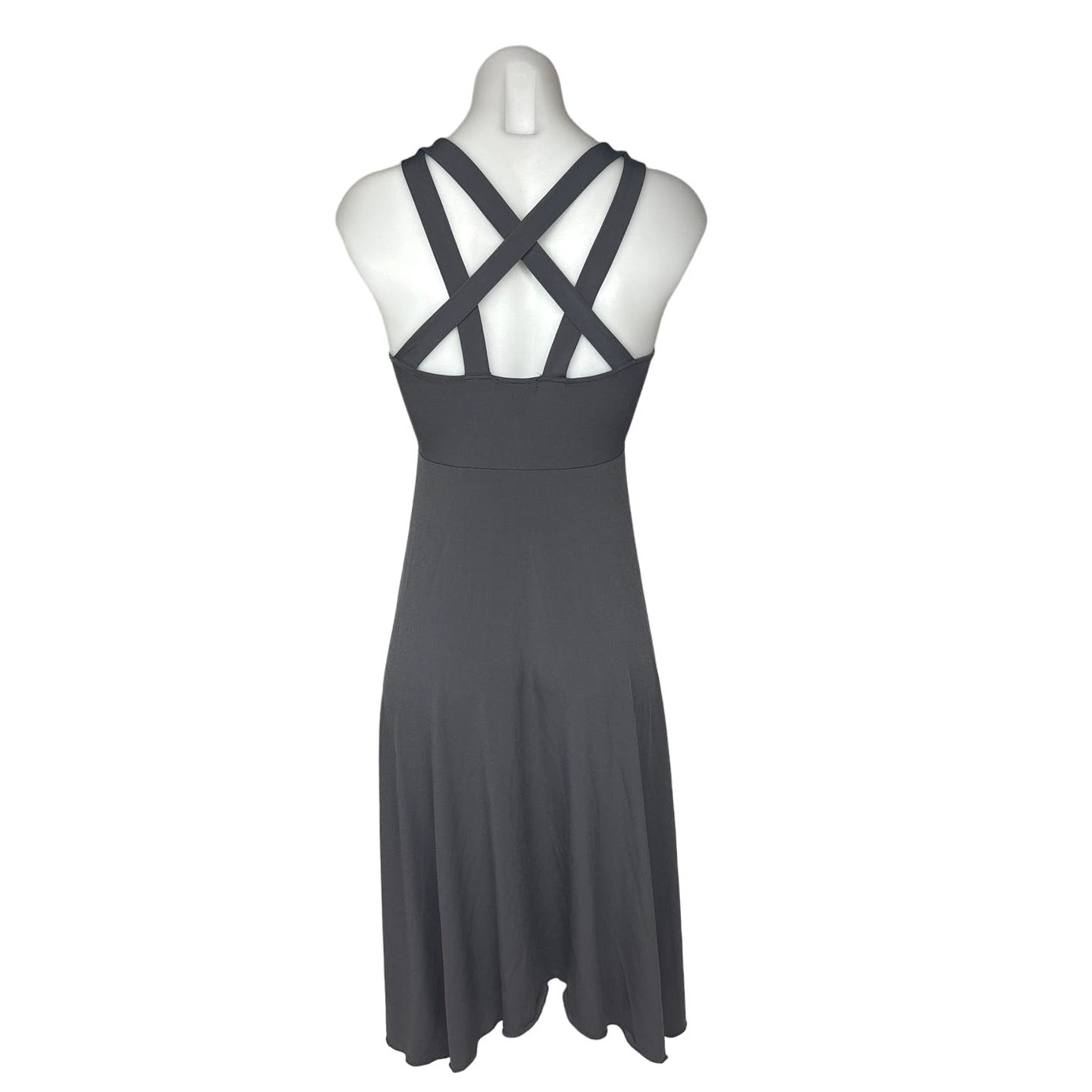 Moda International Gray Sleeveless Scoop Neck Crossback Fit & Flare Dress Size M