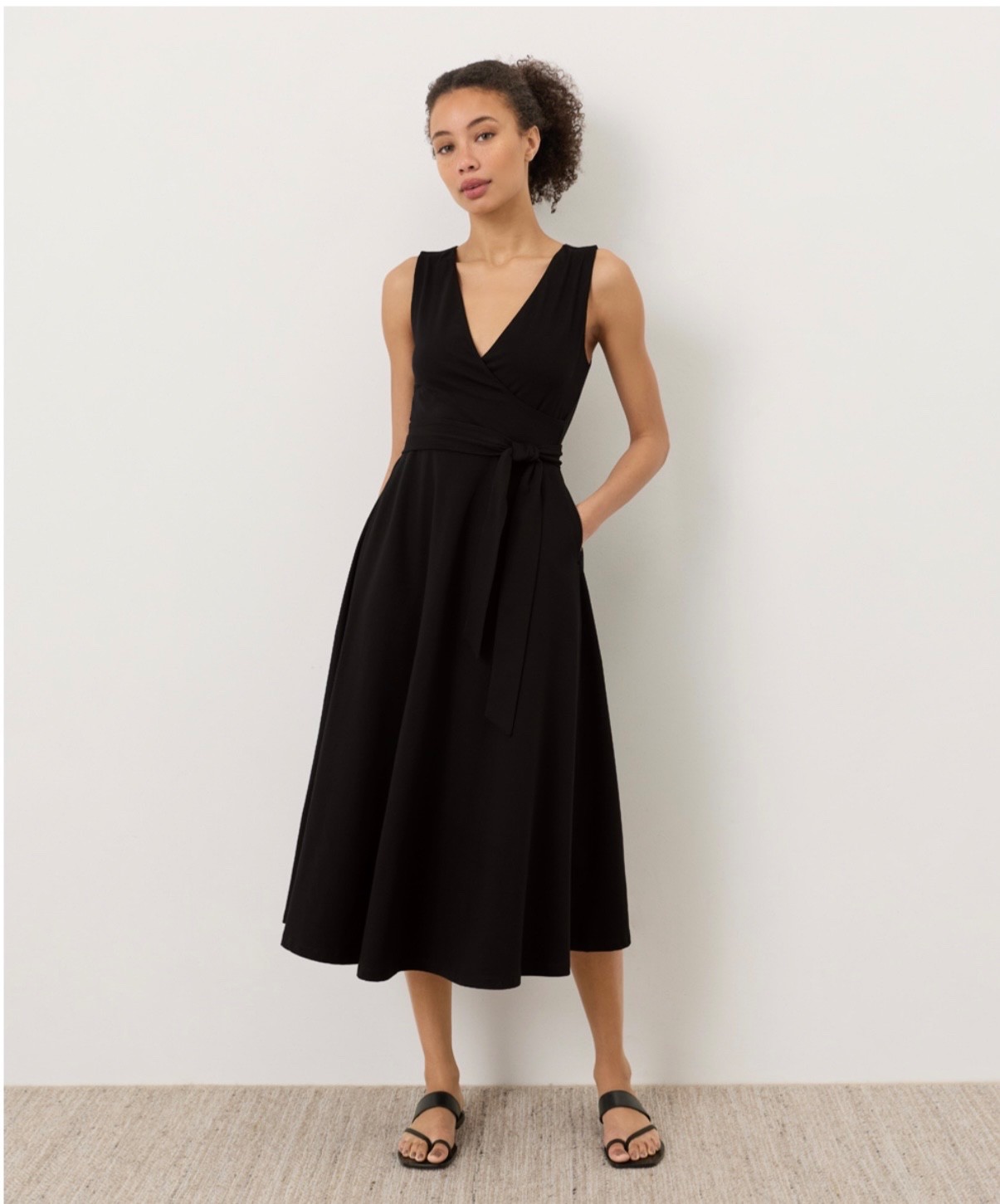 New PACT Organic Fit & Flare Easy V-Neck Dress – All Triple Black Size Large