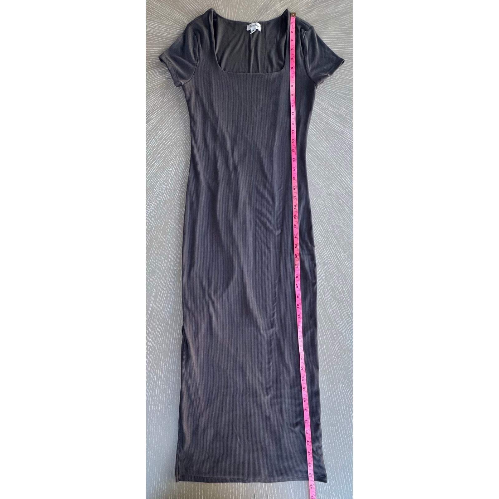 Faded Rose Ribbed Square Neck Maxi Dress Medium Whimsigoth