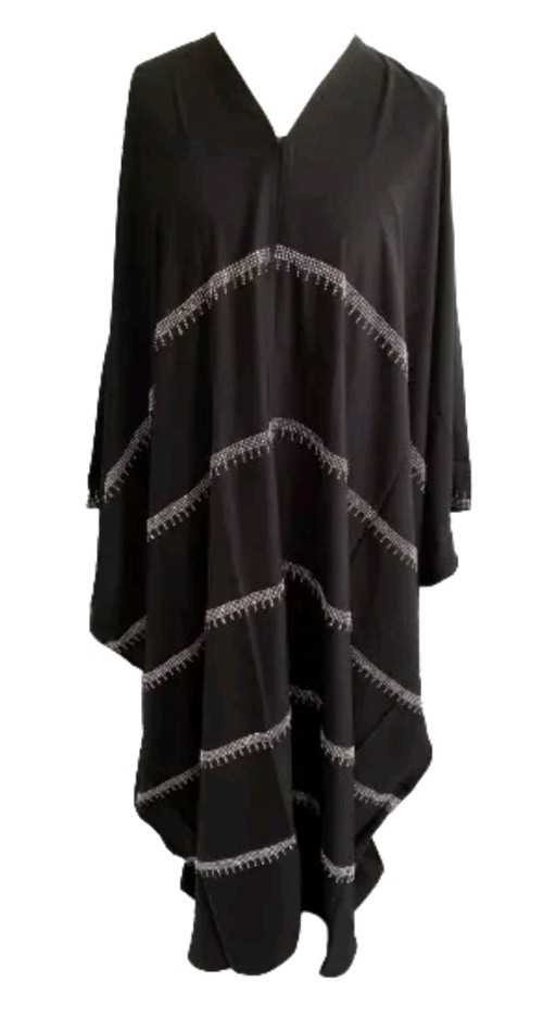 Quality Ladies Premium Nida Butterfly Frasha Abaya Diamante Black Size 56 (F02)