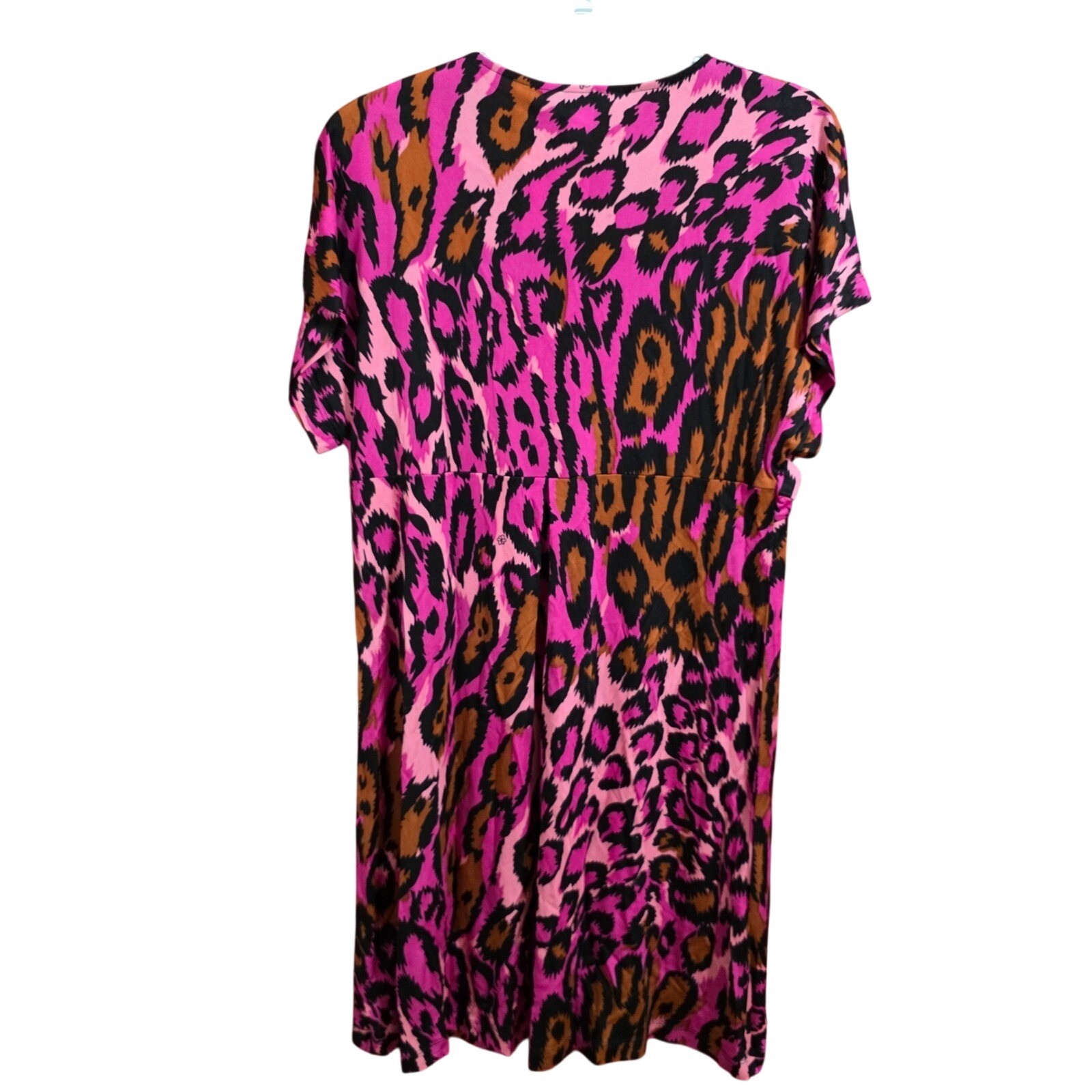 Flower by Flora Kung Pink Leopard Silk Blend V-Neck Empire Waist Dress NWT M