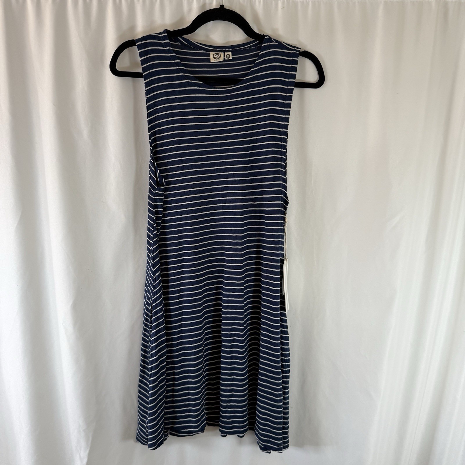 New Lagaci Mini Dress Women’s Medium Blue White Striped Sleeveless Swim Coverup