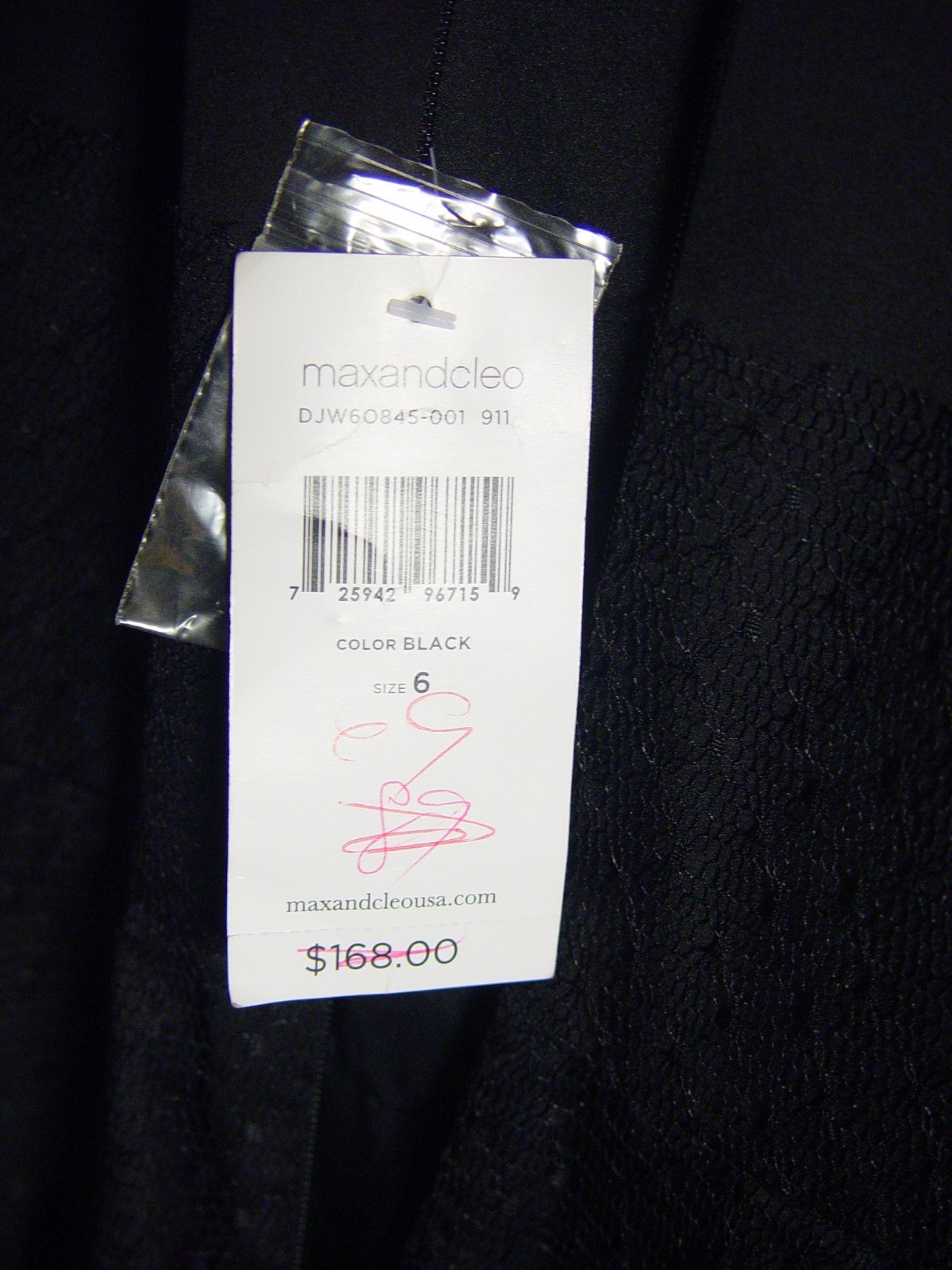 NWT MAX&CLEO MSRP $168 Size 6 BLACK LACE DRESS SEE THRU SHOULDER 6 LAYERS$59.95