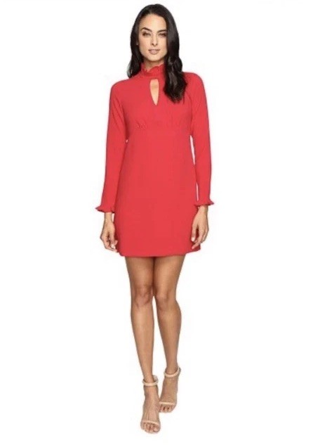 Shoshanna Red Melody Keyhole Ruffle Mini Short Dress Valentine’s Day Size 2 New