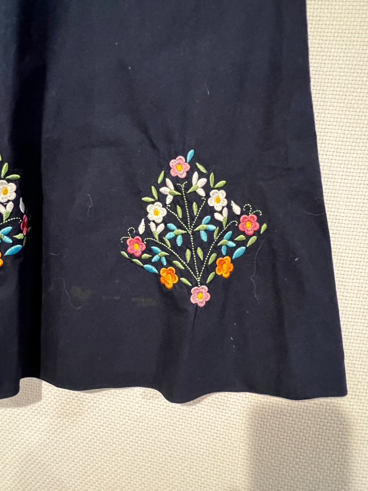 OBSTINACY Brazil Navy Blue Strapless Floral Embroidered Dress Size Large