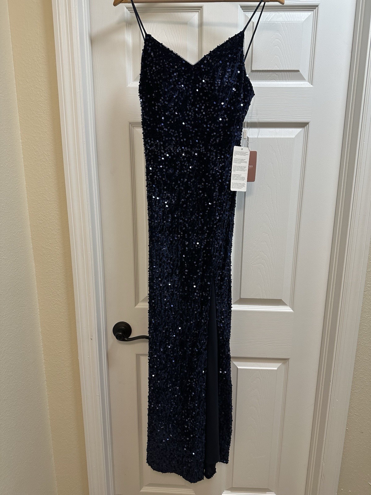 STACEES Dark Navy Sequin Velvet Maxi Dress US0 Wedding Formal Sleeveless