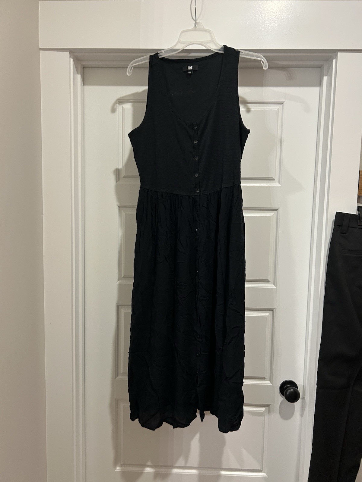 Frye Ladies Button Front Knit Midi Dress Size Large Black Gothic Witchy Casual