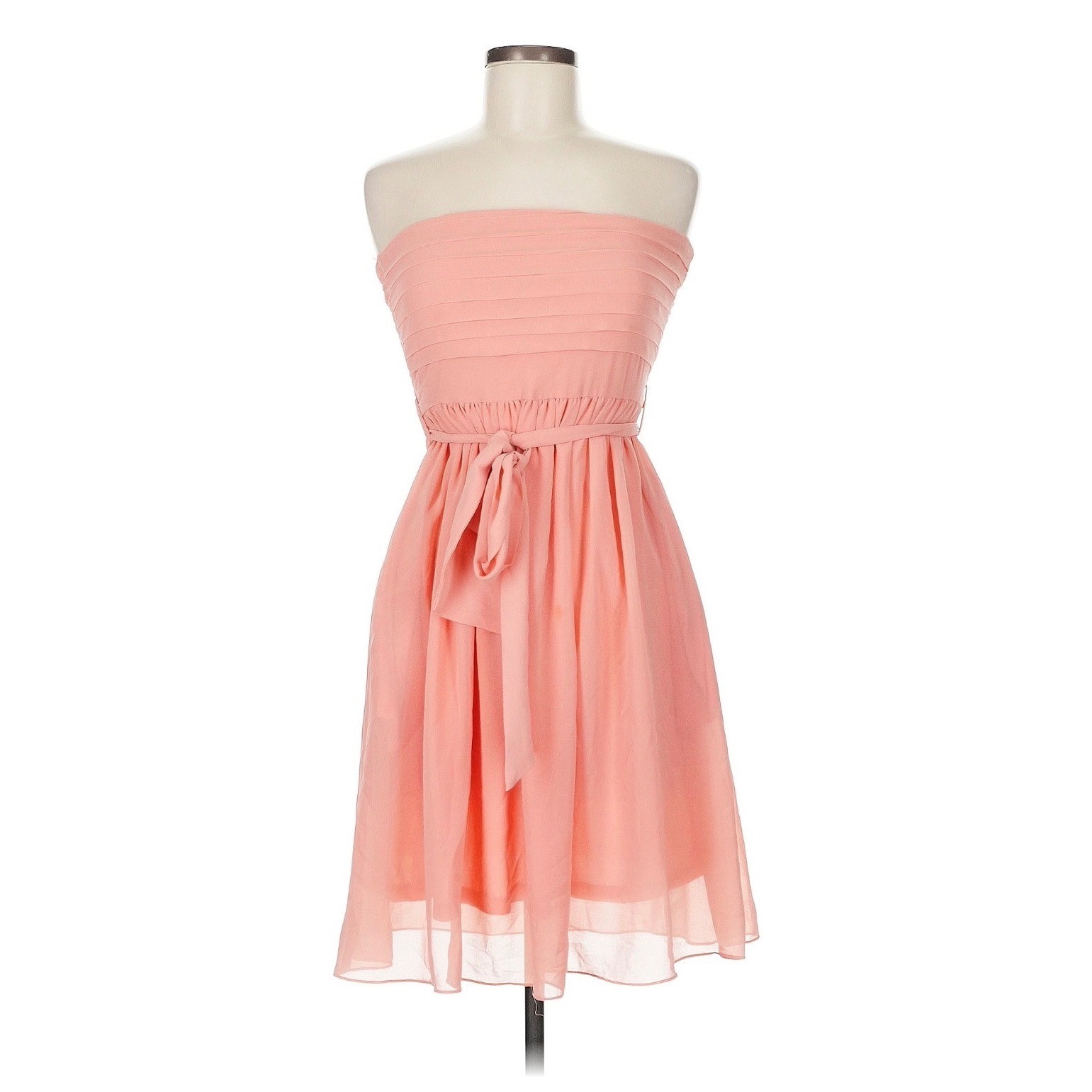 Love Culture Coral Pink Strapless Chiffon Mini Dress Smocked Back Size M WHD7005