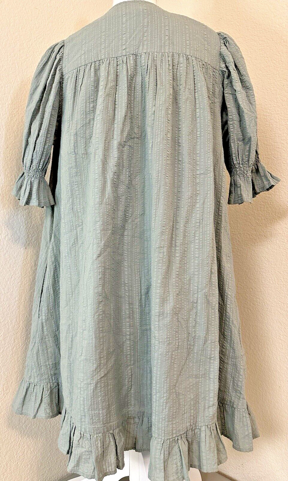 Arrows & Bow X Cleobella Organic Cotton Gauze Midi Dress Small Green Lagenlook