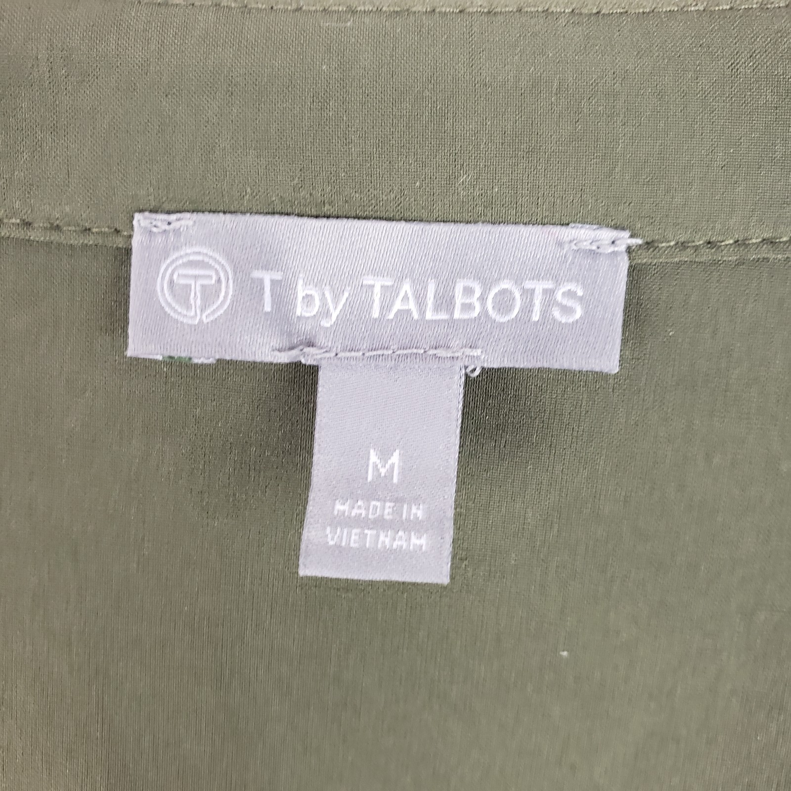 Talbots UPF Dress Lightweight Blouson Olive Green Stand Collar Womens Medium