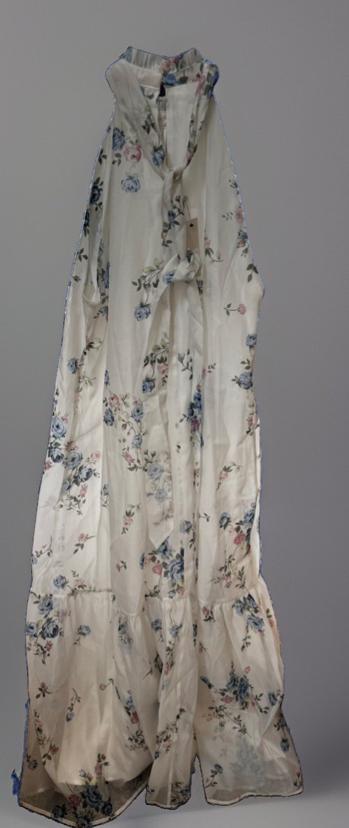 Francesca’s Mi Ami Willow Halter White Blue Pink Floral Maxi Dress NWT Women’s L