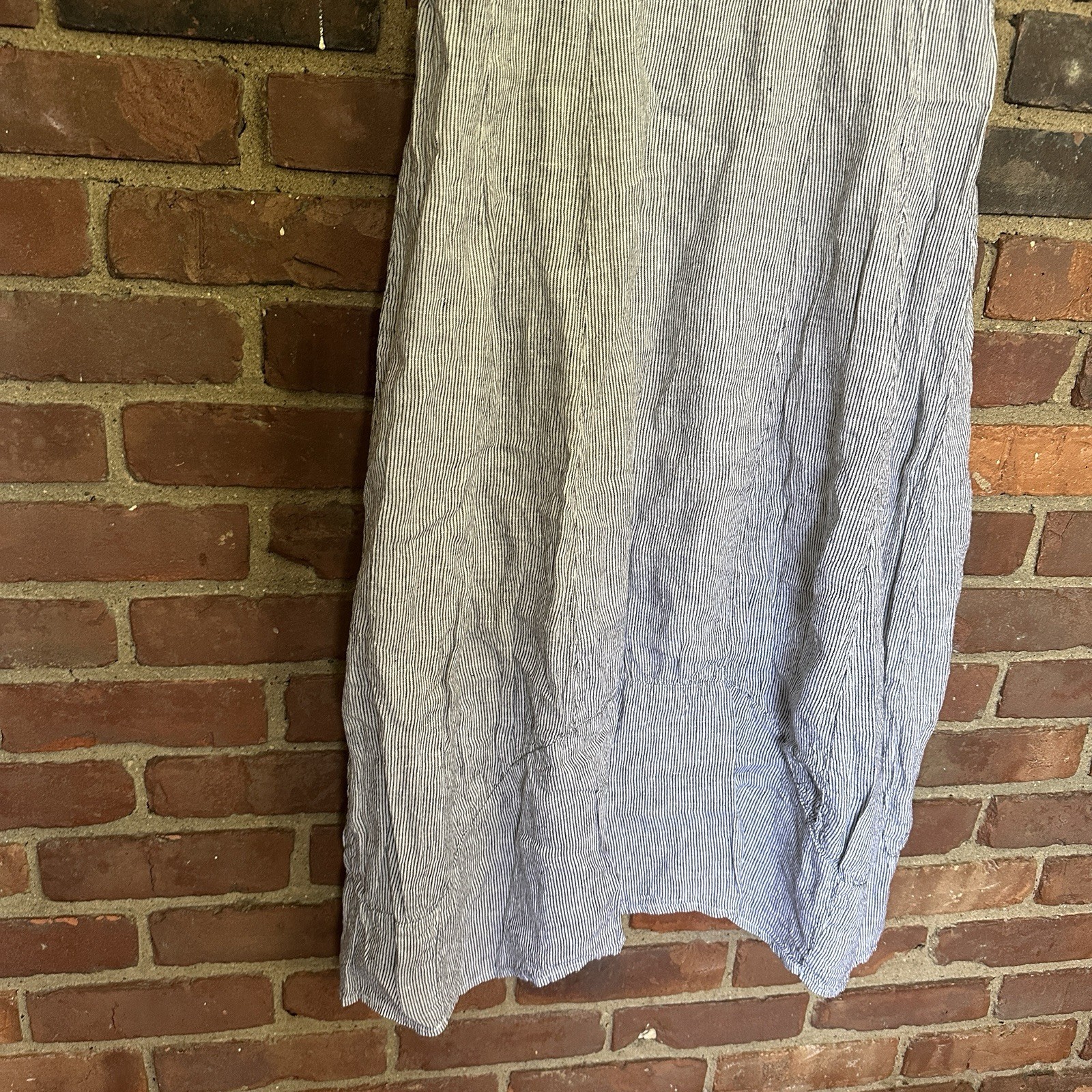 Linen Panel Dress Pockets Bubble Hem 36 Chest / 43” Long -Cheapchicplus