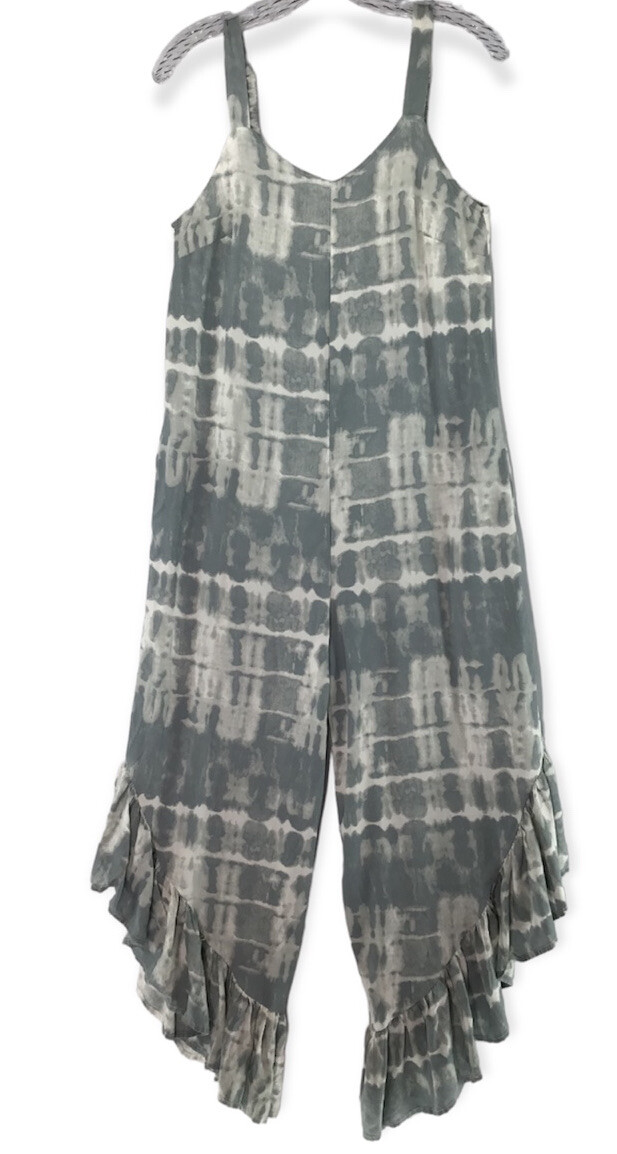 Japna Jumpsuit Womens Small Tie Dye Ruffle Bottom Culotte Dress Strappy Beachy