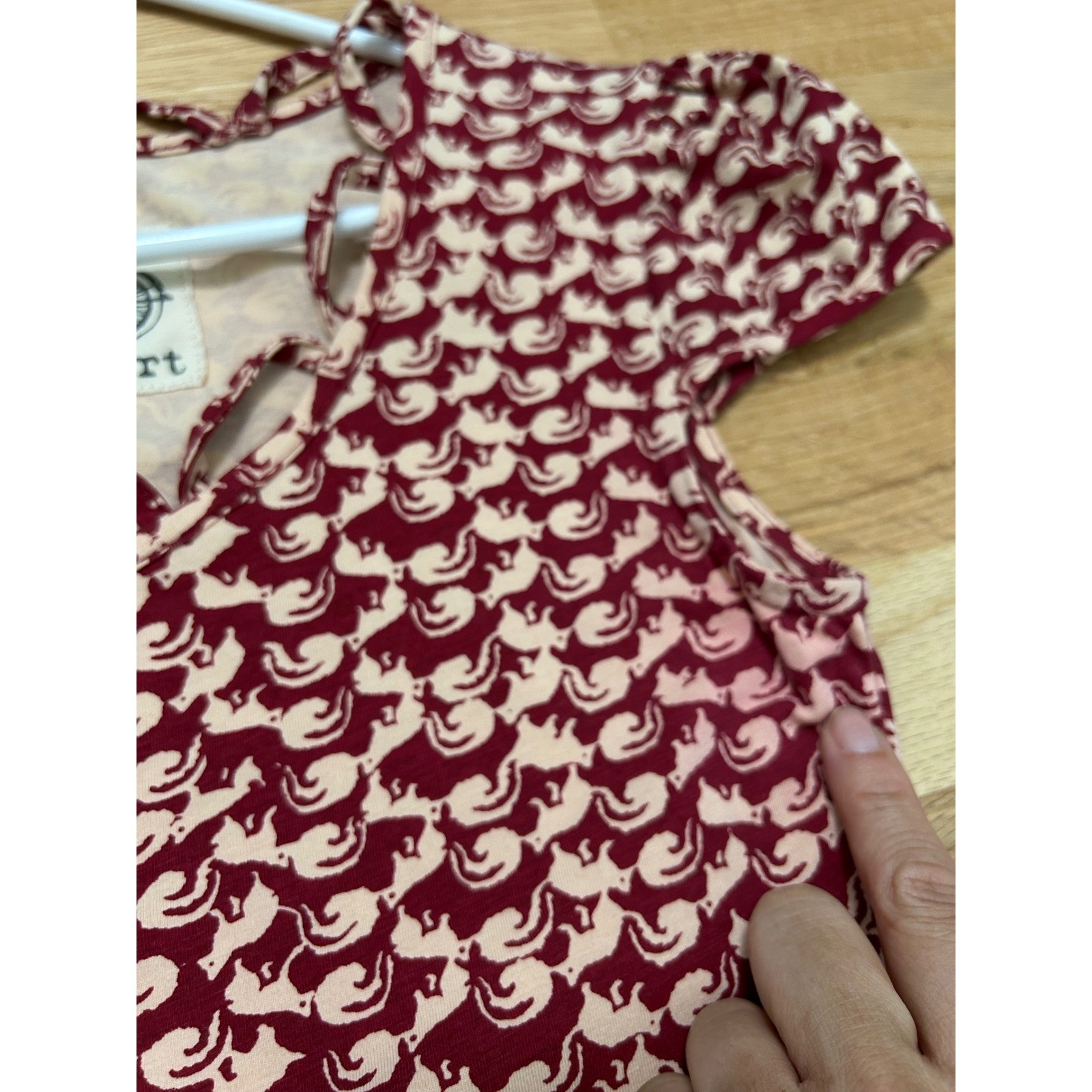 Effie’s Heart Burgundy Squirrel Print Fit and Flare Dress Pockets Small