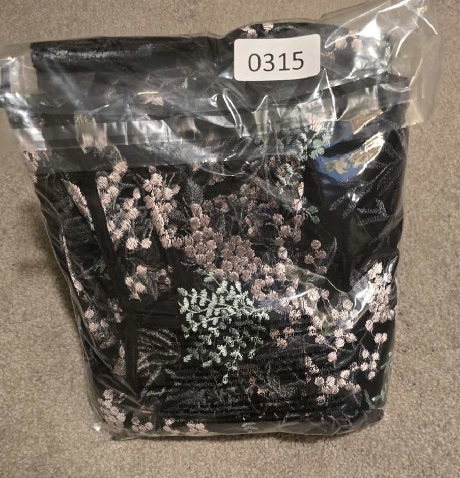 Lane Bryant Floral Embroidered Mesh Shift Dress 18/20 Black Pink Green Cottage