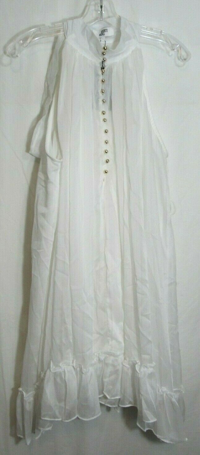 Society Addict White Button Down Front Bow Back Neckline Lined Dress Large NWT