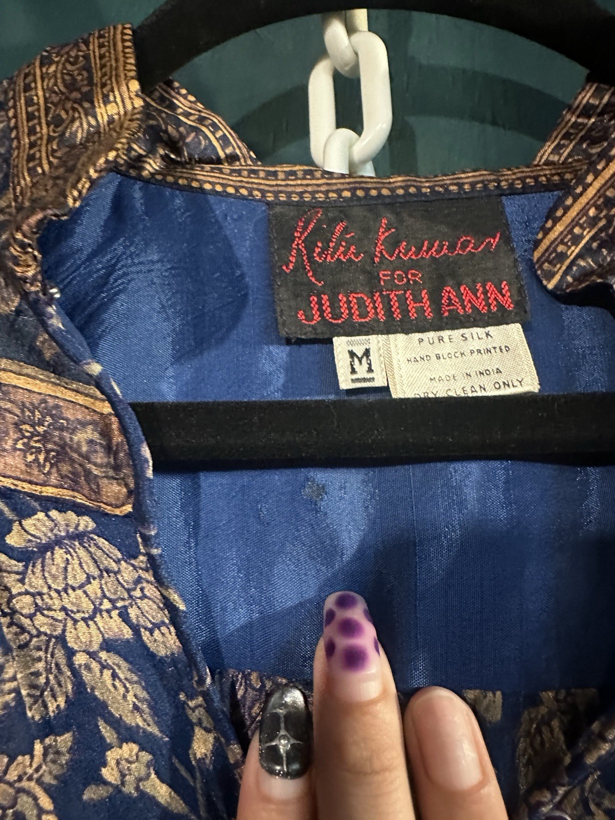 RARE Ritu KumarForJudith Ann Silk Hand Block Printed Size M Cottagecore Whimsy