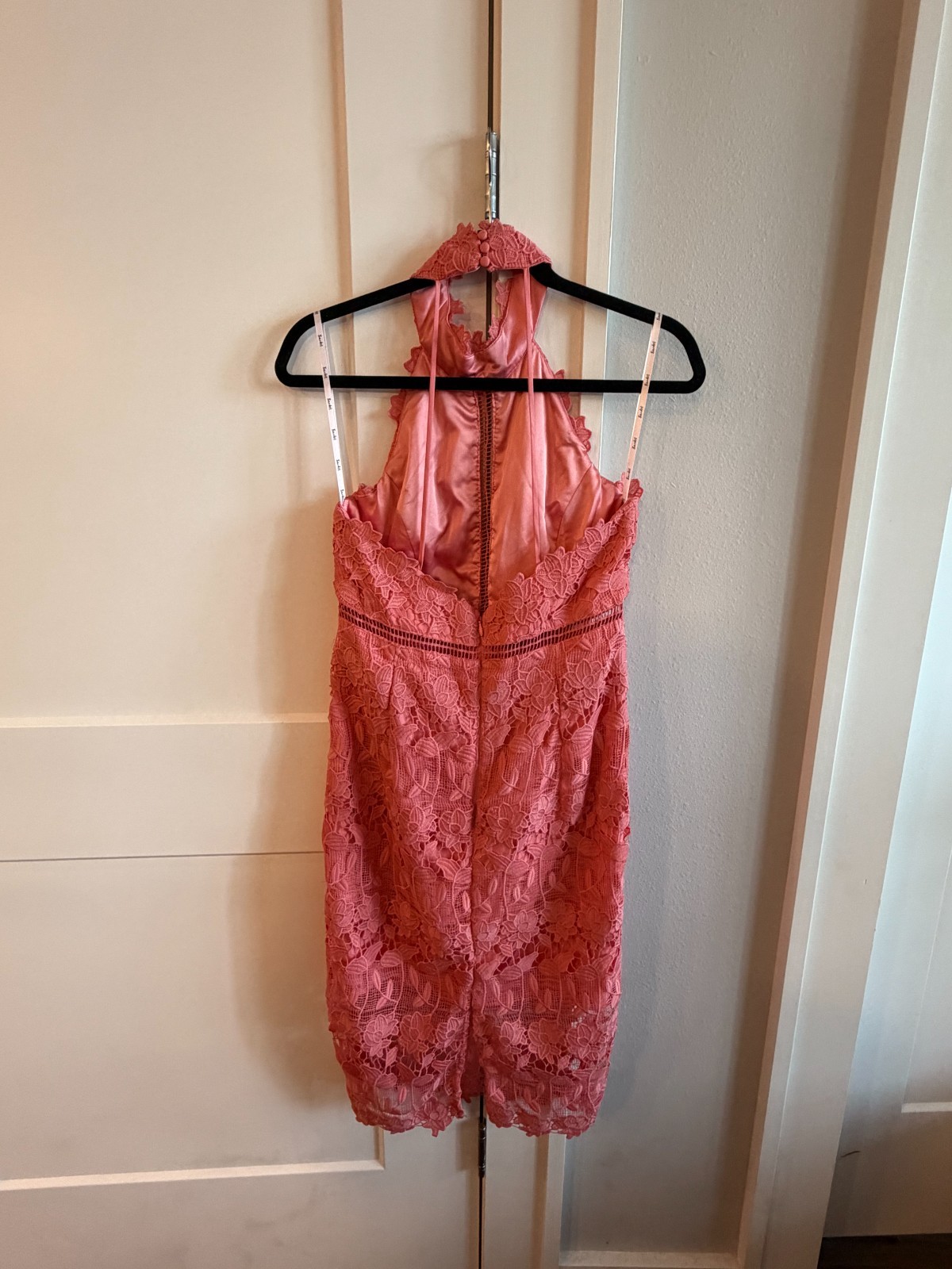 Bardot Revolve Hana Laced Midi Lined Dress Coral Sz 8 – Excellent Used
