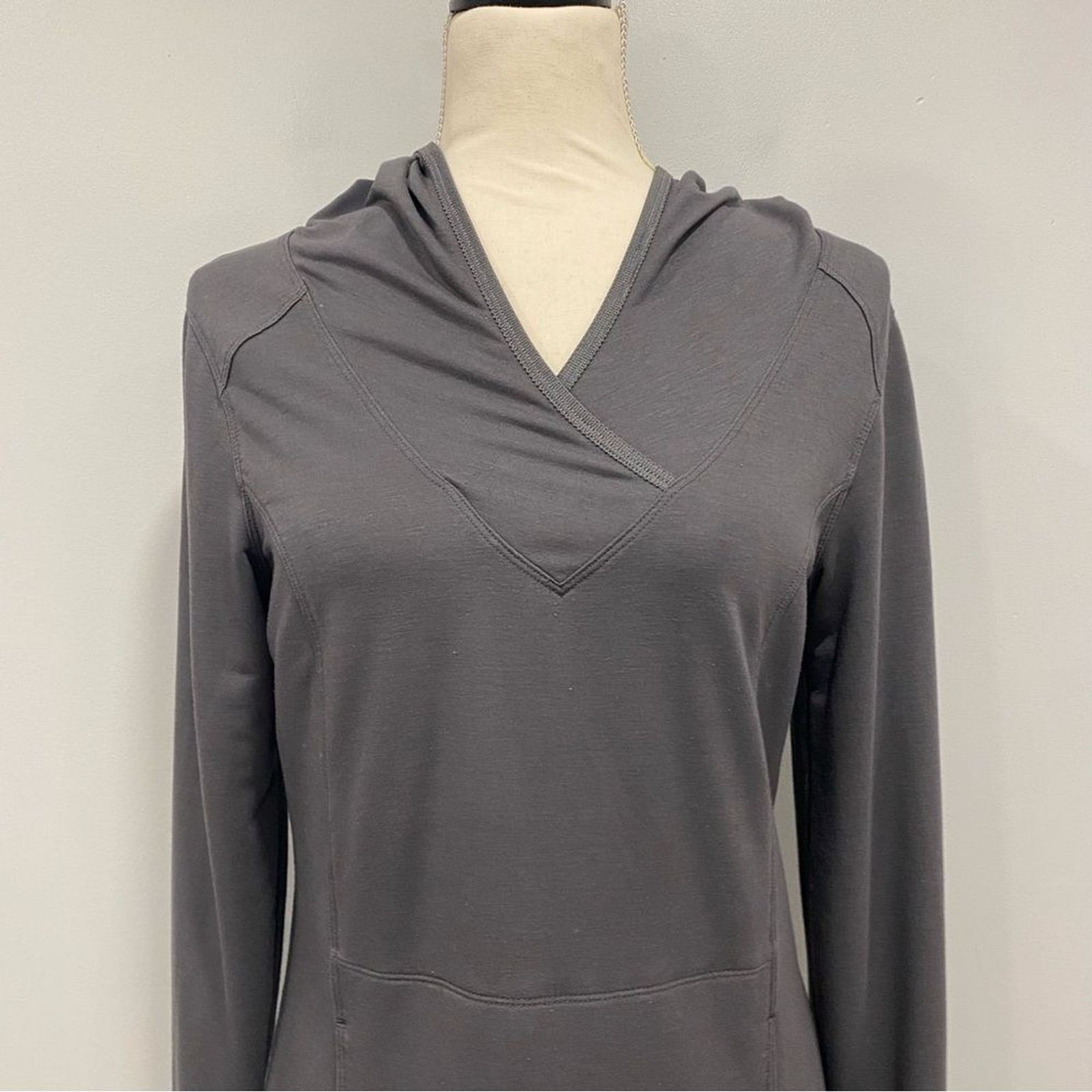 LOLE M Gray Hooded Tunic Lightweight Sweatshirt Dress Outdoor Camp Hike Nature
