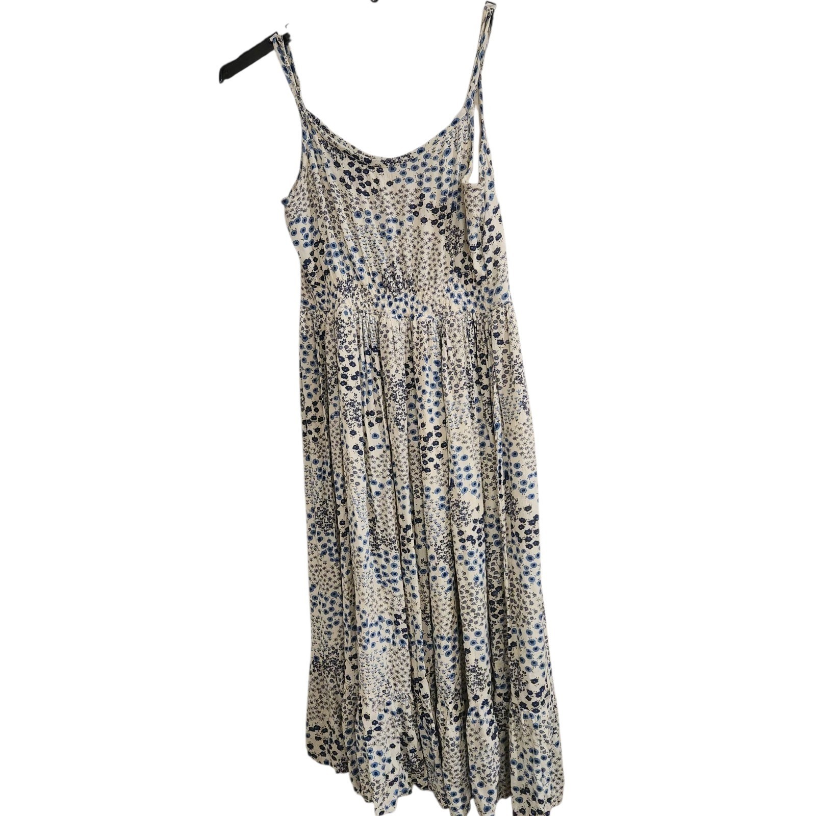 Cedar Rose Midi Dress Womens Sz S Rayon Adjustable Lined Blue Ditsy Floral
