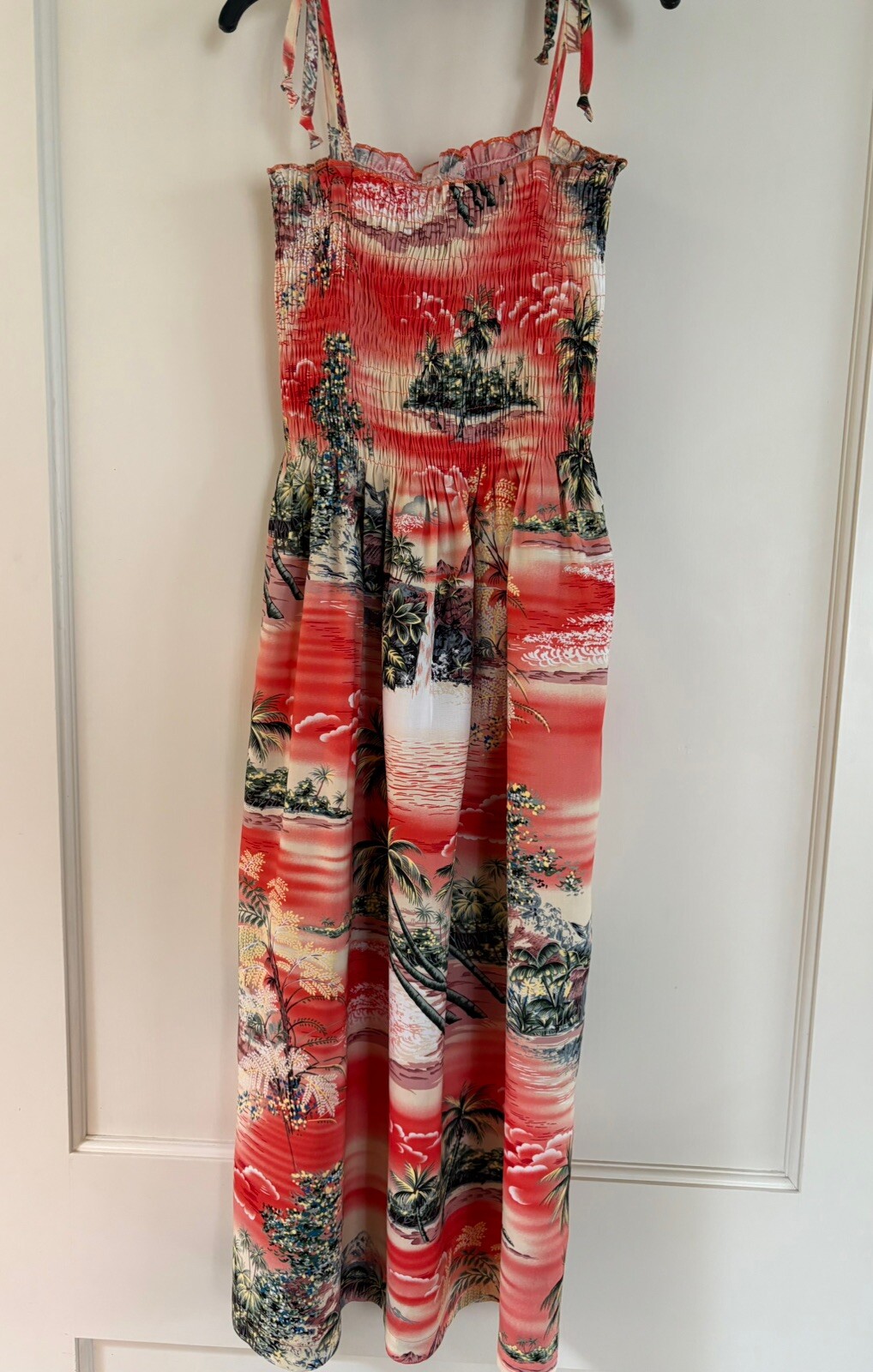 Puanani RJC Hawaiian Island Sun Dress Rayon Coral Tropical Beachy Tank Sz Small