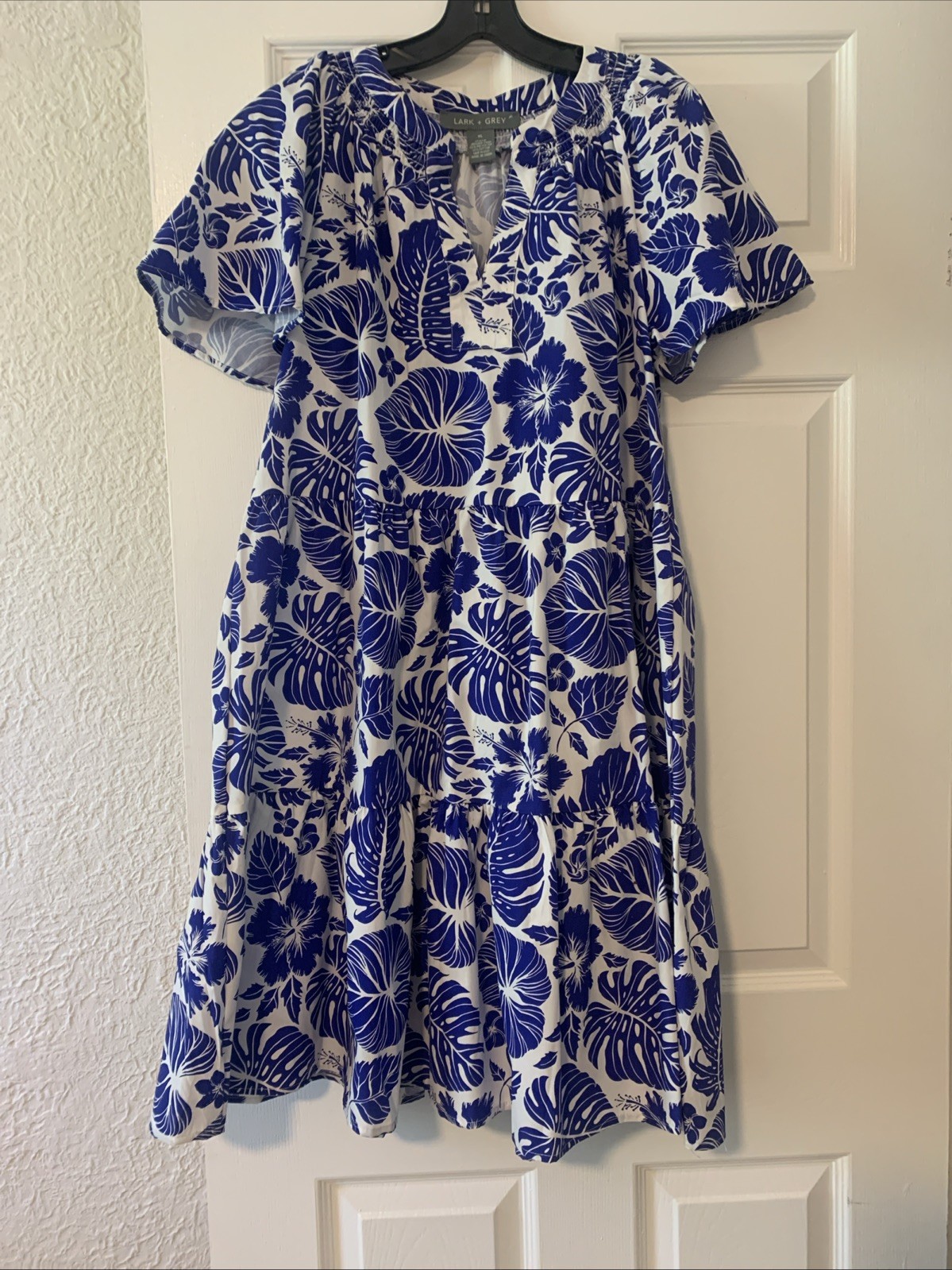 Lark And Grey Women’s XL Tropical Print Dress Short Sleeve