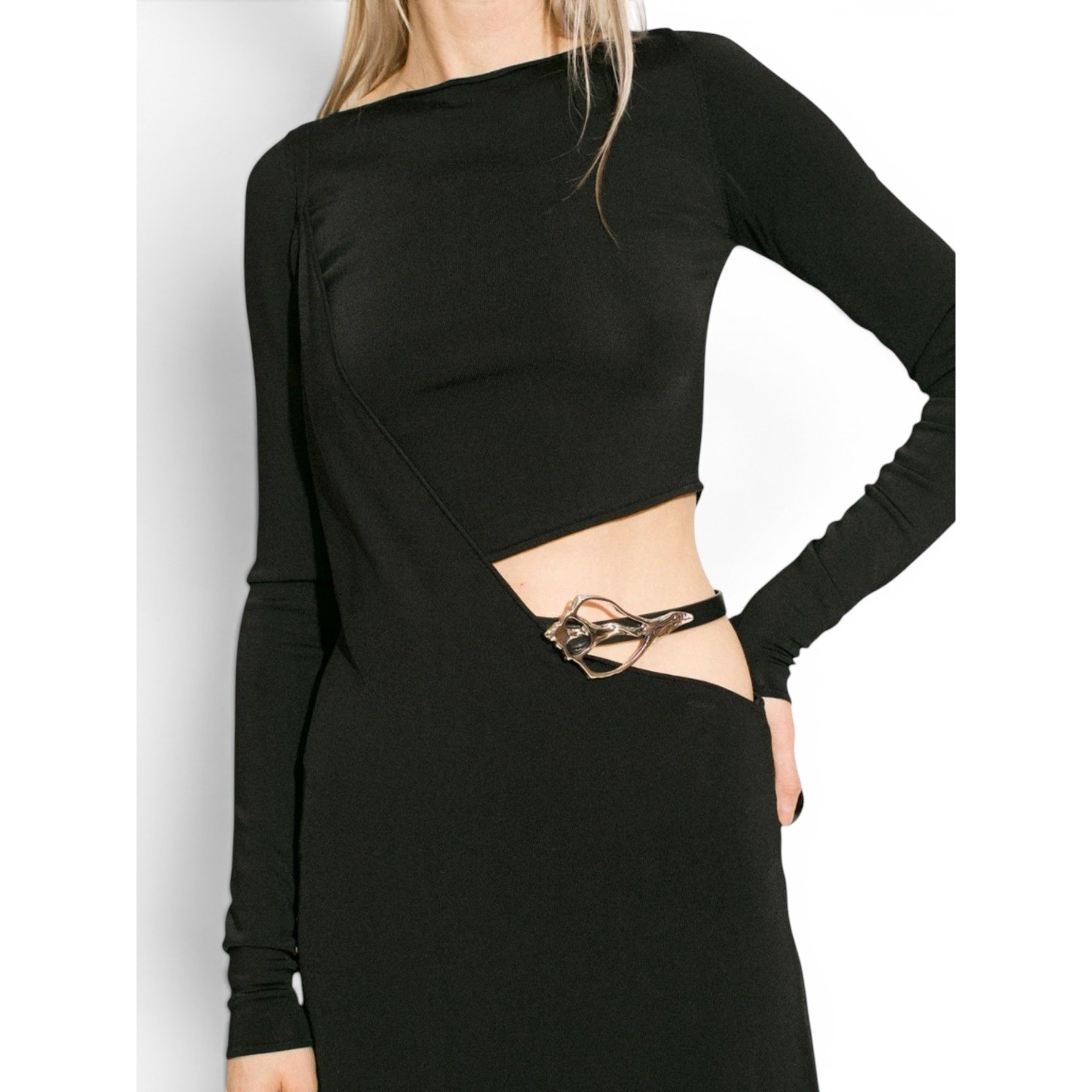 Paris Georgia Lola Black Cutout Maxi Dress Gallery Opening Quiet Luxury S NWT