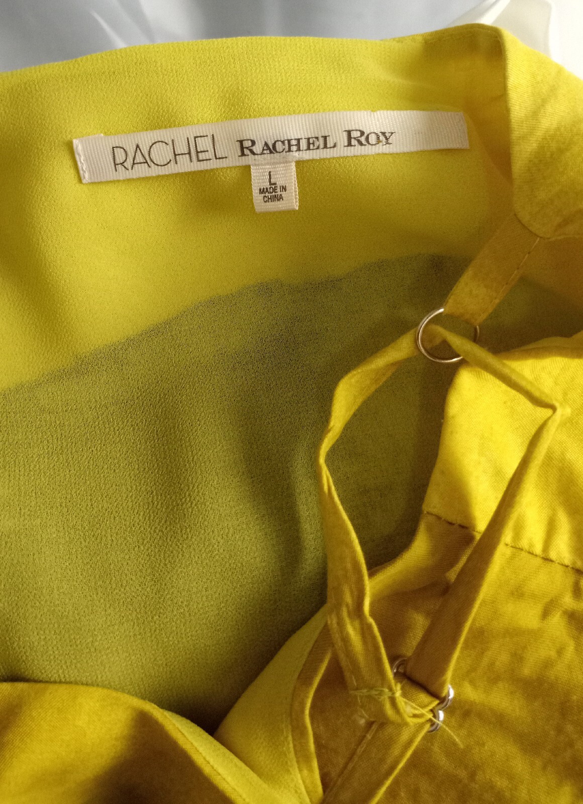 RACHEL Rachel Roy YELLOW, BLACK , GRAY, WHITE SUMMERTIME SLEEVELESS DRESS LARGE