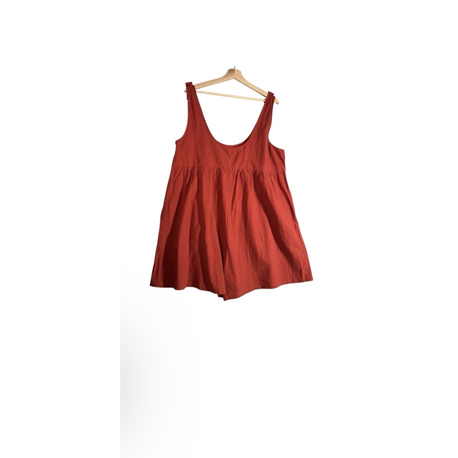 NEW Women Mini Dress Sz XL Red Scoop Neck Sleeveless Pockets Pleated Pullover