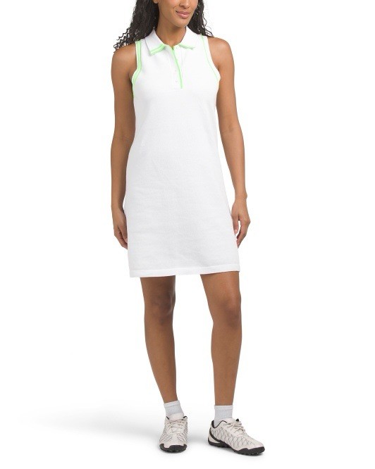 G/Fore Fully Fashioned Cotton Pique Sleeveless Polo Dress White Size L NWT Women