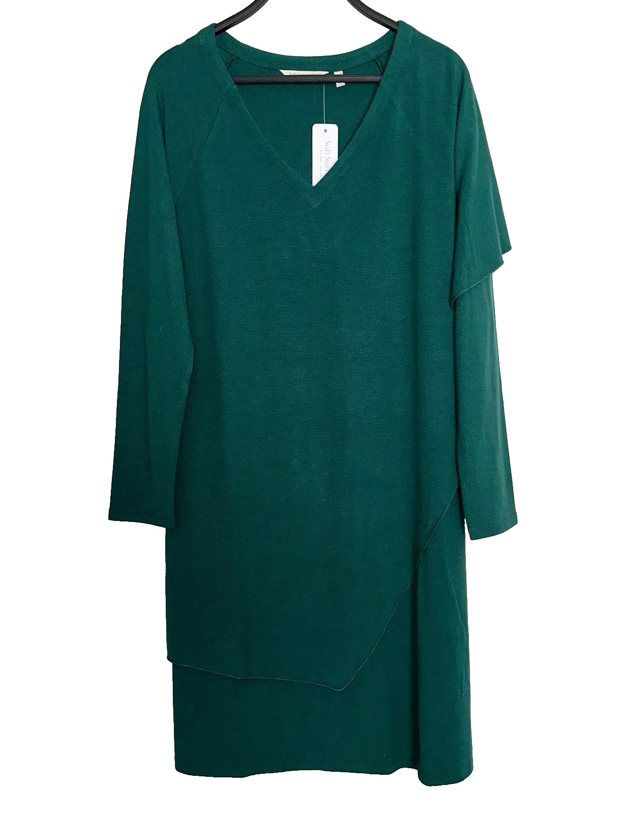New NWT $110 SOFT SURROUNDINGS Petite Large PL Marla Dress Jade Green Stretch
