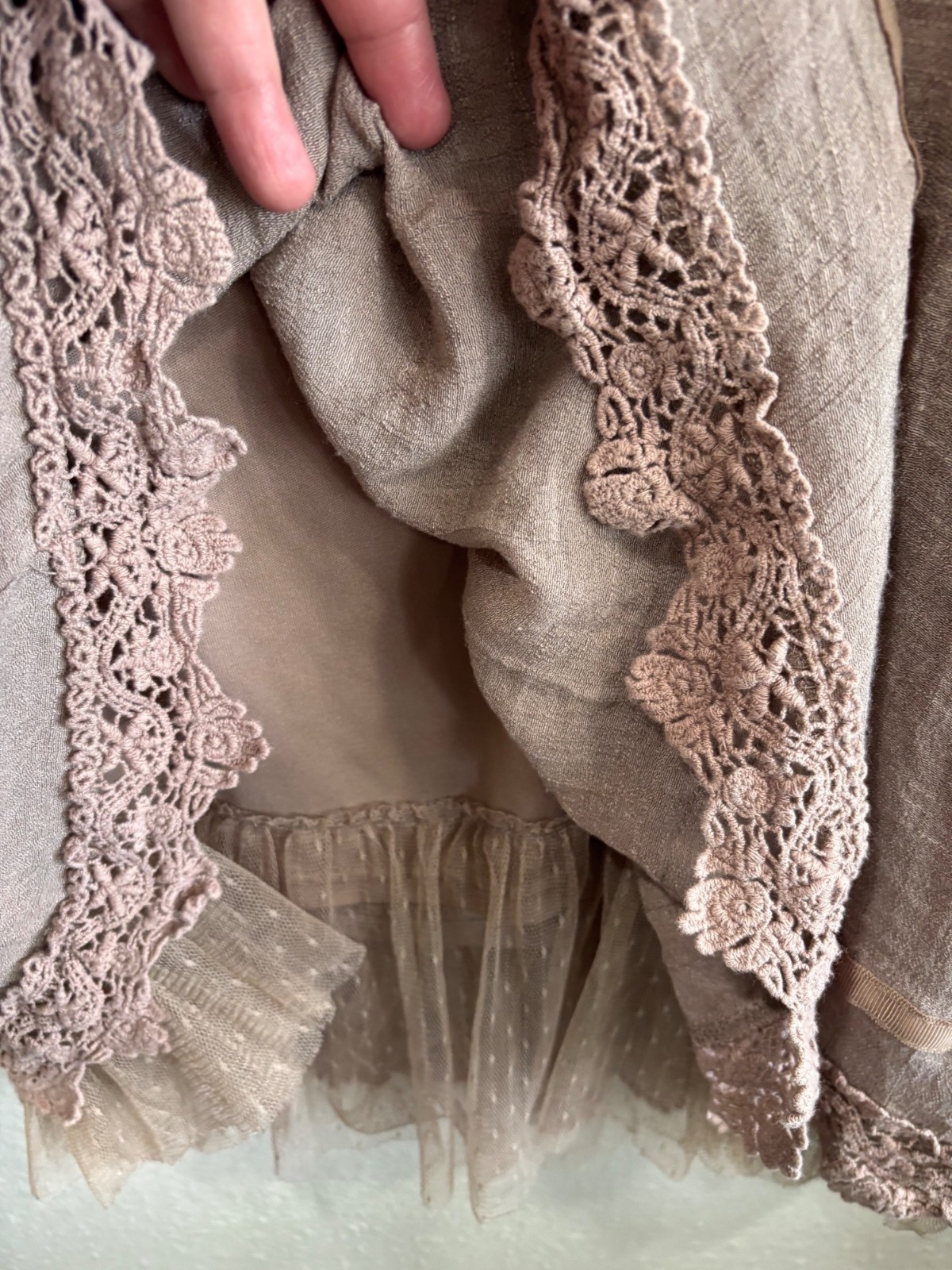 Indigo Soul XL Sleeveless Boho Tunic Dress With Crochet Lace Details Mauve Pink