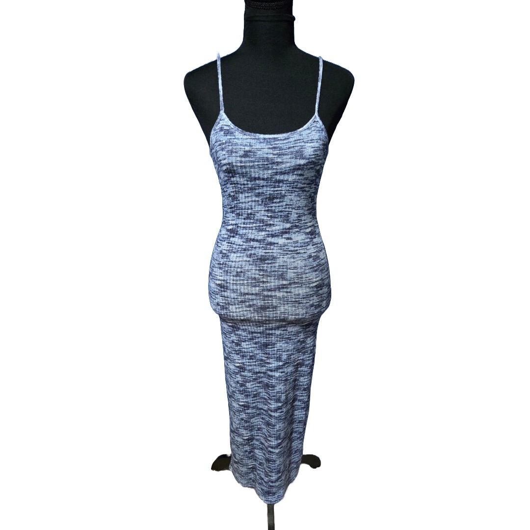 Freshman 1996 Knit Bodycon Maxi Slip Dress Small NWOT Blue Stretch Retro 90s Y2K