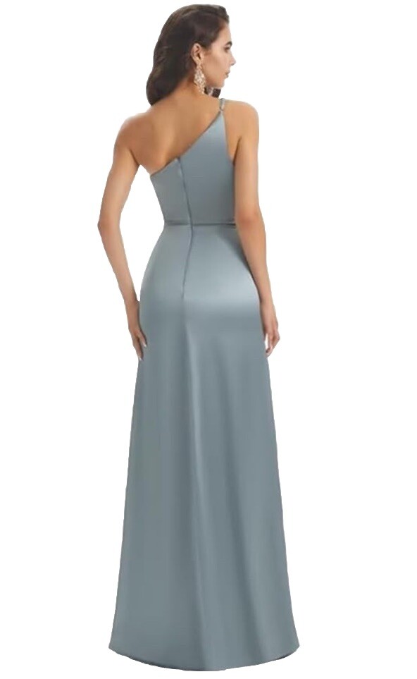Celébrate DB Studio Size 16 Blue Formal Gown One Shoulder Satin Dress Bust 44”