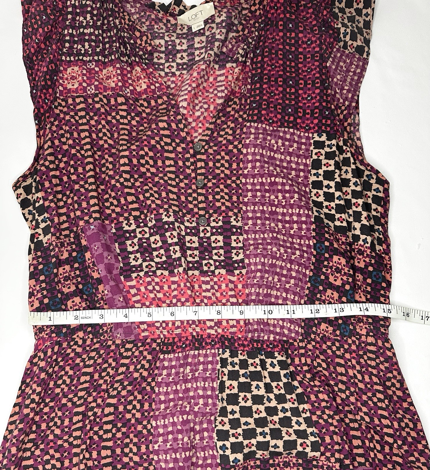 Loft Outlet Patchwork Maxi Dress Pink Women’s Size Large