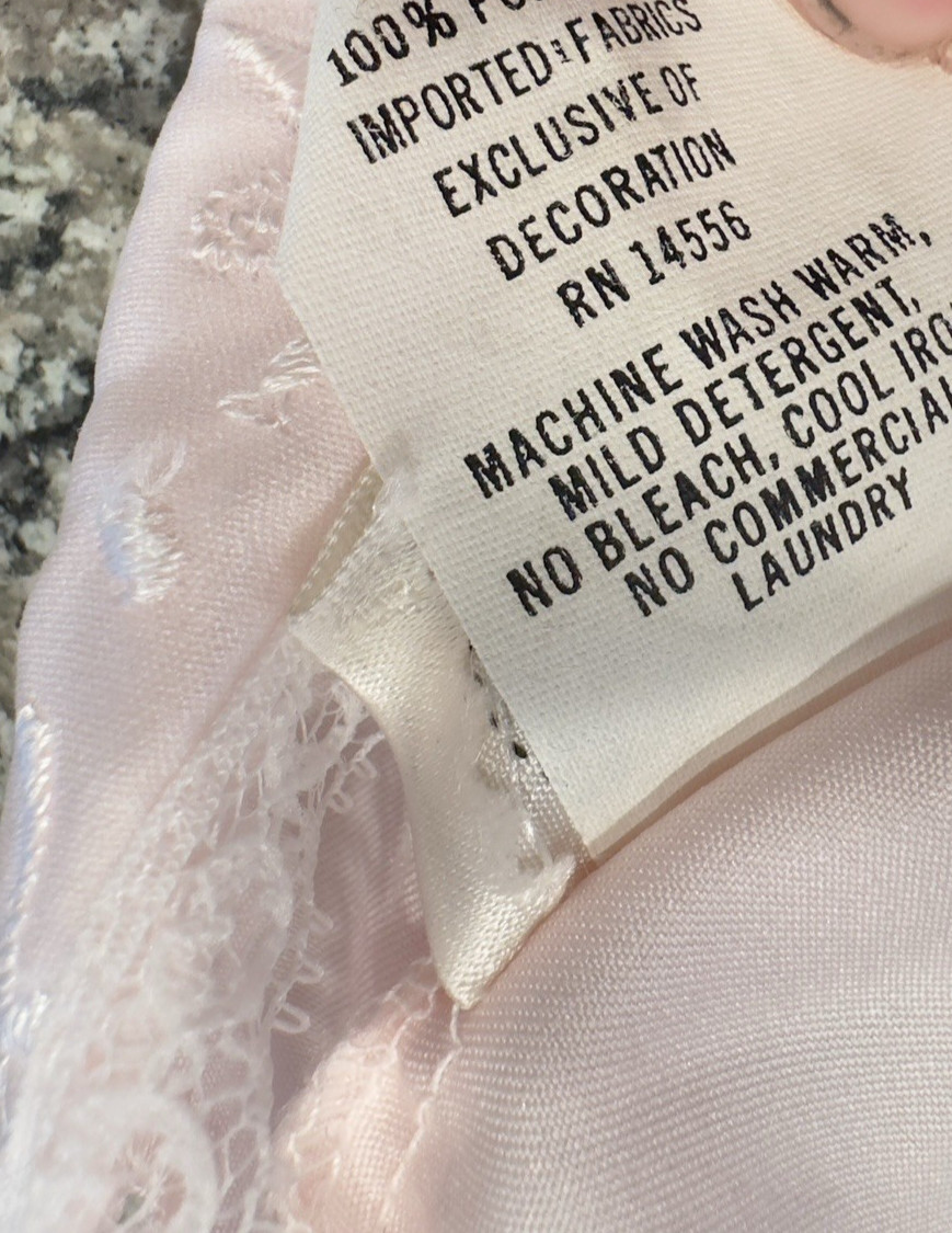 Vintage Miss Dior Slip Dress pink Polyester Embroid Lace USA Gown Lingerie S