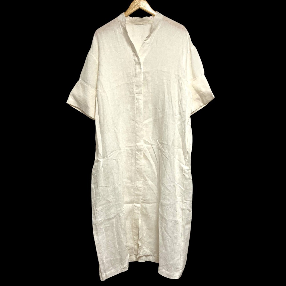 23SS JOURNAL STANDARD 60 Linen Stand Collar Dress in White Women USED