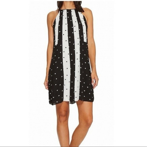 CeCe Colorblock Triangle Striped Halter Shift Dress, Size 0 ($119)