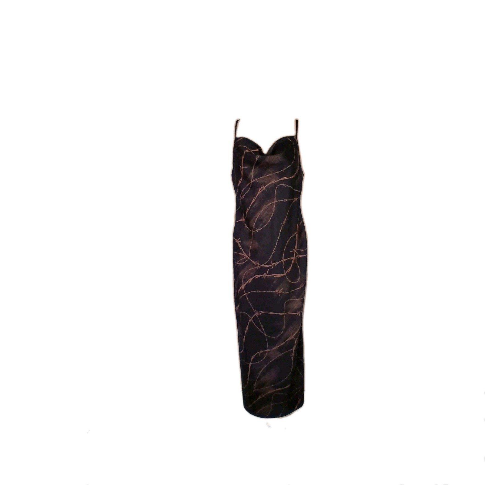 UO Barbed Wire Print Cowl Neck Midi Slip Dress-90s Grunge Aesthetic
