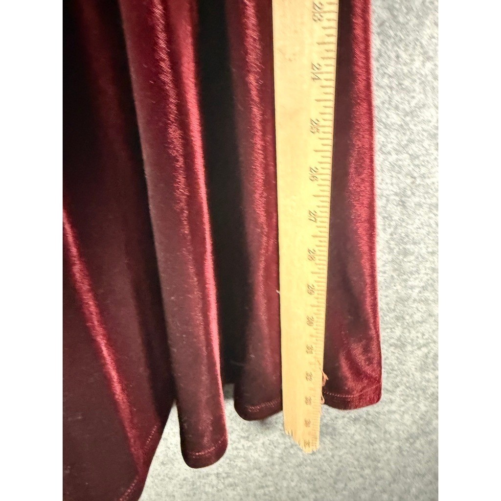 American Apparel Dress Medium Burgundy Velvet Deep V Neck Long Sleeve Skater Min