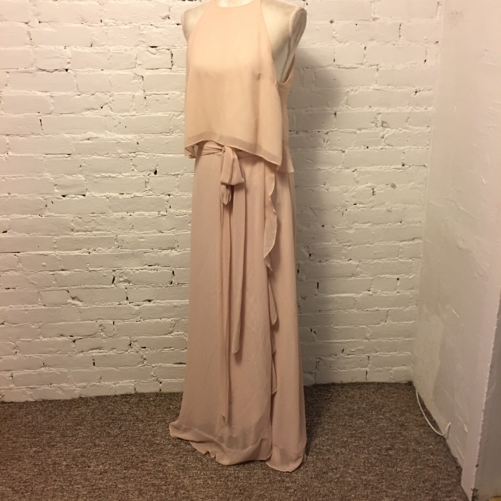 Bhldn Donna Morgan Collection ruffle halter and maxi skirt set pink 8 wedding