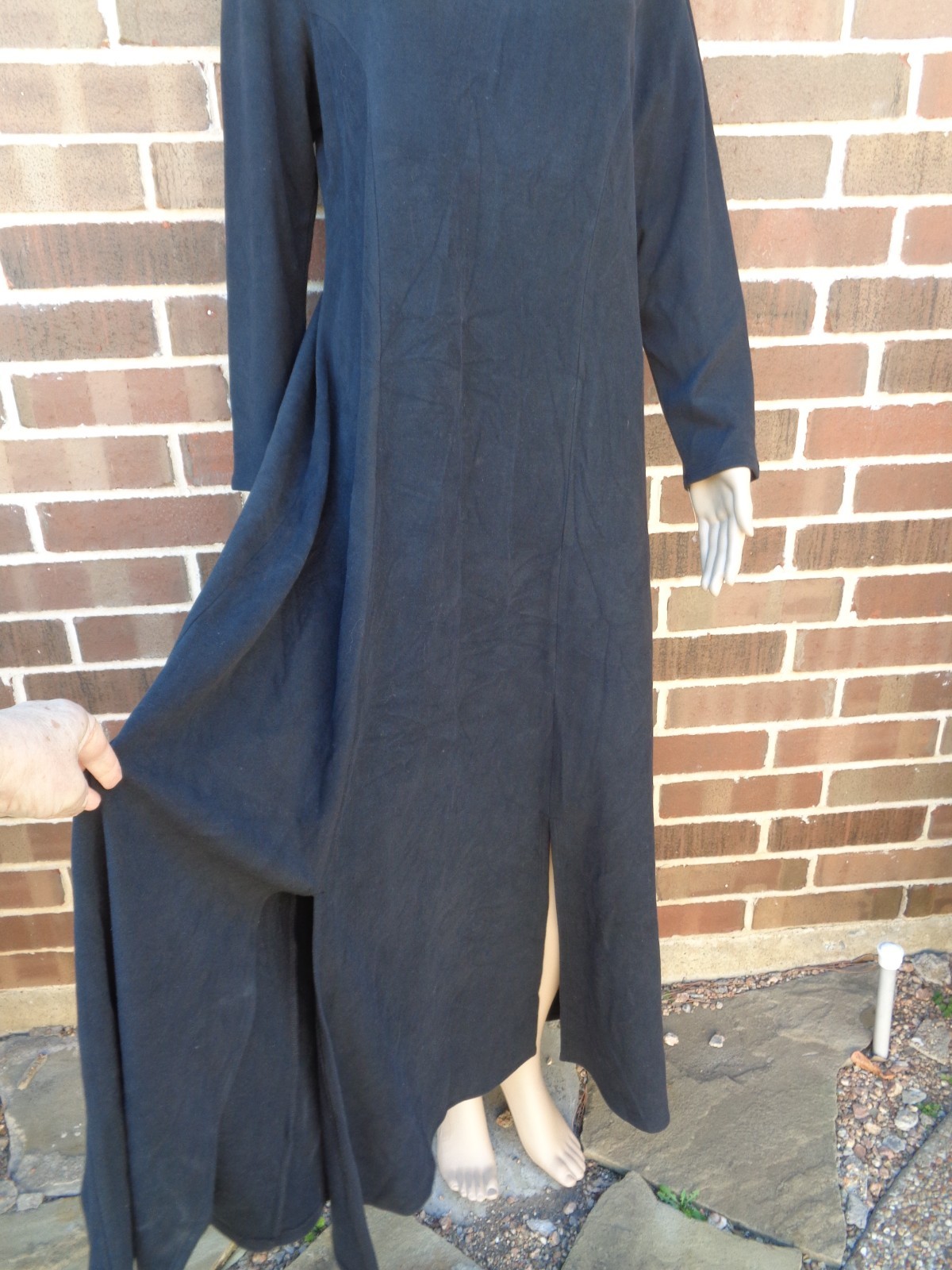 Soft Surroundings Jackie Turtleneck Maxi Dress M Button Cuffs Long Black Cotton